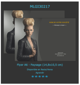 Modèle de prospectus papier en couleur disponible sur notre site en ligne. N'oubliez pas de nous envoyer une demande de devis en ligne.