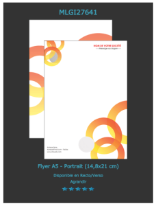 Exemplaire de flyer A5 personnalisable sur notre site. Découvrez les autres modèles.